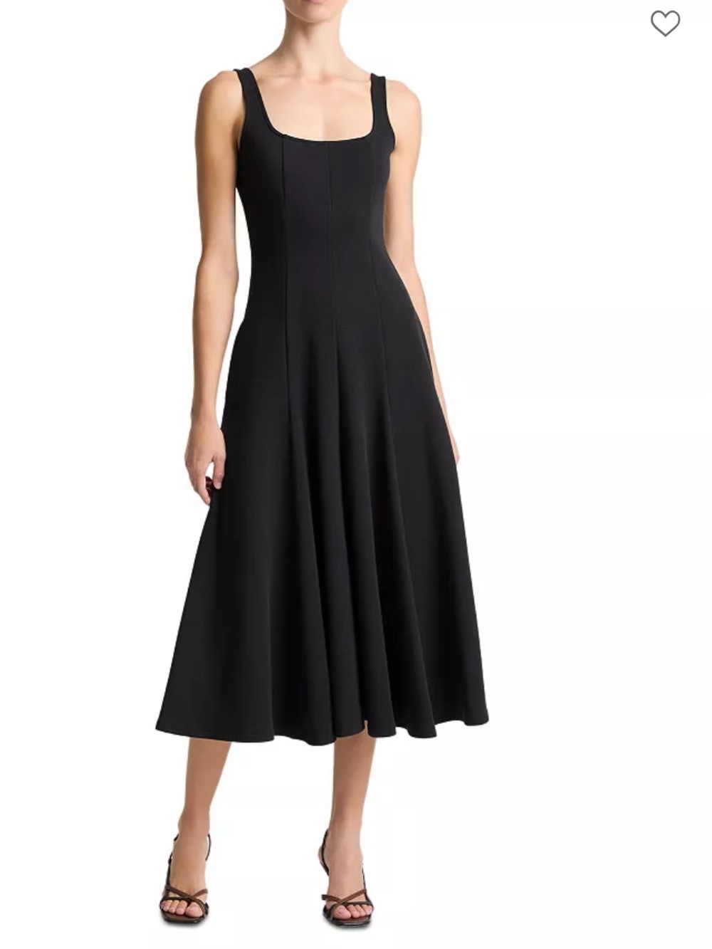 VINCE Square Neck Midi Dress XXS black